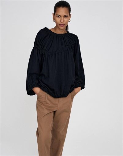 Rabens Saloner - Lotte Cotton Elasticated Top - Black